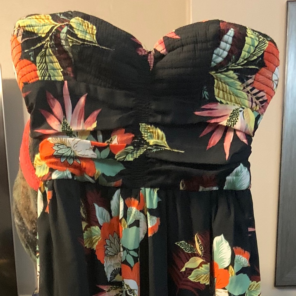 floral strapless jumpsuit